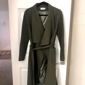 Dark Green Belted Robe Coat